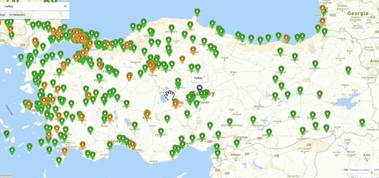 türkiye elektrikli araç şarj cihazları haritası